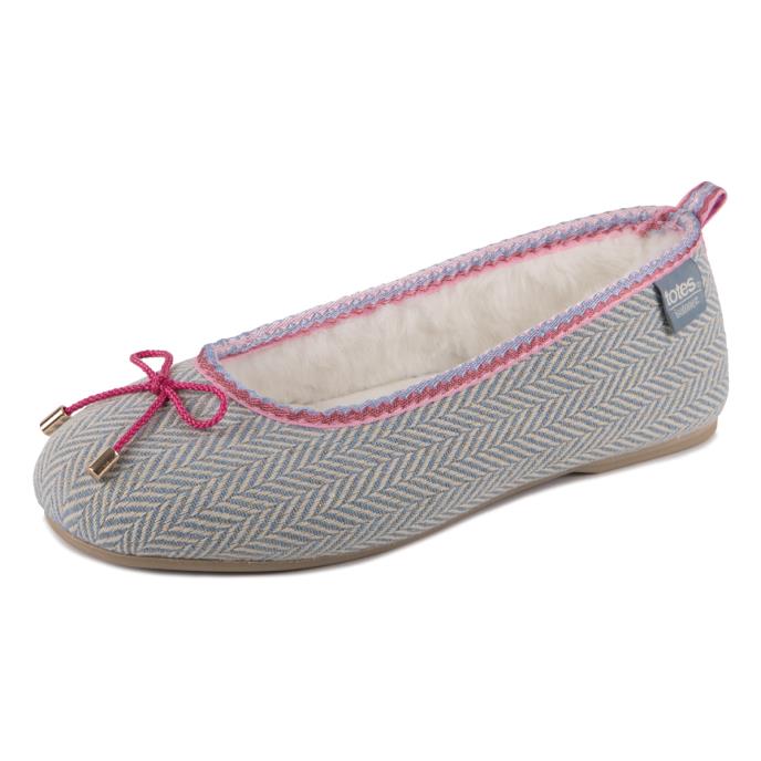 Isotoner® Ladies Herringbone Ballet Slipper Grey Extra Image 2